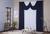 Cortina com Bando para Decoração de Sala Quarto Porta Balcão Malha Gel Paris Lisa 2,00m x 1,60m Branca e Azul Escuro
