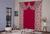 Cortina com Bando para Decoração de Sala Quarto Porta Balcão Malha Gel Paris Mista 2,00m x 1,60m Estampada 1 Flores Vermelha