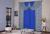 Cortina com Bando para Decoração de Sala Quarto Porta Balcão Malha Gel Paris Mista 2,00m x 1,60m Estampada 3 Flores Azul Royal