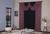 Cortina com Bando para Decoração de Sala Quarto Porta Balcão Malha Gel Paris Mista 2,00m x 1,60m Estampada 4 Folhas Vermelha e Preta