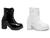 Coturno Salto Alto Kit 2 Pares Combo Bota Macia Tratorada Feminina Cano Curto Branco, Preto