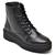 Coturno Tratorado Couro Bota Militar Feminina Salto Baixo 4cm Cano Médio Amarração Casual Urbano Preto