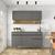 Cozinha Compacta com Tampo 150cm 6 Portas 1 Gaveta Line Kits Paraná Gris/Freijo
