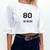 Cropped Algodão ''80 Me Beij4r'' Meme Frase Premium Cantada Off white