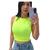 Cropped Feminino Canelado Regatinha Básica Verão Verde limão