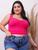 Cropped Feminino Malha Canelada Plus Size Alça Larga Tamanho Grande Lançamento Pink