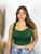 Cropped Feminino Malha Canelada Plus Size Alça Larga  Tamanho Grande Maravilhoso Lançamento Verde