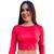 Cropped Feminino Manga Longa Proteção Solar Uv 50+ Avulso Surf Malha fria Segunda Pele Sem Bojo Modelo Tradicional Vermelho