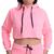 Cropped Moletom Curto Feminino Casual Liso Rosa neon