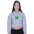 Cropped Moletom Feminino Borboleta Verde Cinza