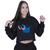 Cropped Moletom Feminino Lilo Stitch Sapeca Preto