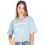 Cropped T-Shirt Feminina Algodão Com Estampa Manga Curta Azul