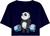 Cropped T Shirt Feminino Casual Curto Algodão Premium Panda Musculação Azul