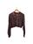 Cropped tricot lia gola polo manga comprida Marsala mescla