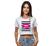 Cropped Tshirt Camiseta Feminina Boca Rosa Moderna Estilosa Blusa Blusinha Branco