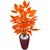 Croton Outono Planta Artificial com Vaso Decoração Coluna Vermelho