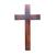 Crucifixo Cruz de Parede e Porta em Madeira Minimalista 40cm  Marrom Escuro