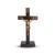 Crucifixo de Mesa com Cristo 21cm Cruz de Madeira Pinus com Base Rústica Artesanal com Pedestal Alto Brilho Para Altar  Marrom