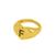 Dedeira de Ouro 24K Letra em Zircônia Colorida Anel Feminino Banhado Ouro