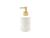 Dispenser Porta Sabonete Líquido Álcool Gel Detergente Cremes Lavado Cerâmica Branco Dourado Orgânico Branco e Dourado