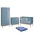 Dormitório Infantil Classic 2 Portas, Cômoda 3 Gavetas, Berço Azul Fosco com Pés Madeira Natural e Colchão - Reller Móveis Azul Fosco