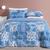 Edredom King Size 3 Peças Dupla Face Microfibra Porta Travesseiro e Cobertor Estampado Azul Sereno