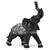 Elefante Da Sorte Indiano Enfeite Sabedoria Escultura Resina Preto (Corpo) e Prata (Roupa)