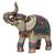 Elefante Sorte Indiano Enfeite Sabedoria Escultura de Resina Marfim (Bege) com detalhes coloridos *Azul e Vermelho)