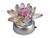 Enfeite Escultura de Vidro Flor de Lotus de 13CM Com Base Espelhada Led RGB Enfeite de Cristal Colorido