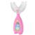 Escova de dente infantil formato u 360 graus - Vendemos em Atacado Pinguim rosa