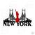 Escultura de Parede Decorativo Cidade New York 40x24cm Vermelho