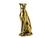 Escultura Obra de Arte Estátua Pantera Sentada Grande 60cm Dourado Brilho