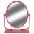 Espelho de Mesa Dupla Face Moldura para Maquiagem Giratório Oval Rosa