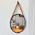 Espelho De Parede Redondo Decorativo Adnet Quarto Sala Banheiro 45cm Com Alça Em Couro preto alça caramelo