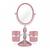 Espelho Redondo de Mesa Giratório Dupla Face 1X e 5X Aumento Rosa