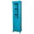 Estante Cristaleira Torre com 1 porta de vidro, 1 porta de madeira e 1 gaveta - 106 Laca - Azul Turquesa