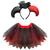 Fantasia Infantil Halloween Alerquina Menina Kit 2 Peças Saia Tule Tiara Feminino Barato  Dia das Bruxas Luxo Preto