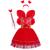 Fantasia Infantil Menina Princesa Kit 4pçs Borboleta Fadinha Carnaval Vestido Varinha Feminina Férias Vermelho