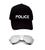 Fantasia Police C/ Boné Bordado Branco e Óculos Espelhado Preto