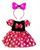 Fantasia Roupa Infantil Minnie Tiara Led Rosa Ou Vermelha Rosa