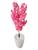 Flor Cerejeira Pink Japonesa Arranjo Artificial Com Vaso de Decoração Grafiato Branco