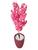 Flor Cerejeira Pink Japonesa Arranjo Artificial Com Vaso de Decoração Grafiato Vermelho