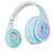 Fone De Ouvido Bluetooth 5.0 Bateria Longa Duração Sem Fio Headphone Extra Bass Dobravel Iluminação RGB Cartão SD e P2 Azul