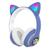 Fone De Ouvido Bluetooth Orelha Gatinho Infantil Led Sem Fio Azul