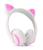Fone De Ouvido Bluetooth Orelhas De Gato Com Led Headphone Branco