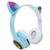 Fone de Ouvido Bluetooth Over Ear com Orelhas de Gatinho LED Presente Crianças Gamer Azul