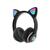 Fone de ouvido headphone Bluetooth com luz de LED RGB de gatinho ou orelha de gato Preto