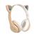 Fone de ouvido headphone dobrável haste ajustável micro sd mp3 led orelha gatinho cat recarregável bluetooth sem fio cores BEGE