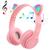 Fone de ouvido headphone dobrável haste ajustável micro sd mp3 led orelha gatinho cat recarregável bluetooth sem fio cores ROSA