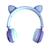 Fone de ouvido headphone dobrável haste ajustável micro sd mp3 led orelha gatinho cat recarregável bluetooth sem fio cores ROXO
